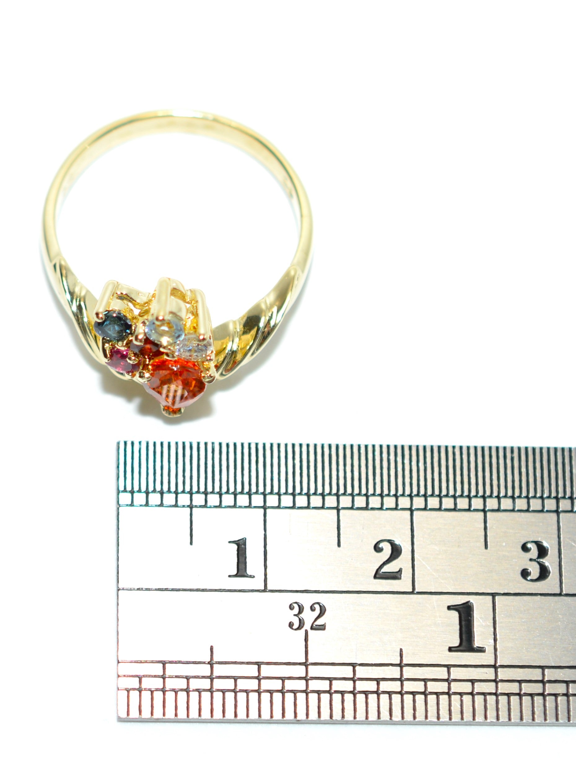 Natural Padparadscha Sapphire & Diamond Ring 10K Solid Gold .98tcw Multistone Ring Birthstone Estate Vintage Jewellery Colorful Gemstone Ring