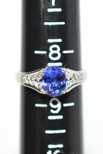Certified Natural D'Block Tanzanite & Diamond Ring 18K White Gold 1.72tcw Engagement Ring Statement Ring Cocktail Ring Womens Ring Pave Ring