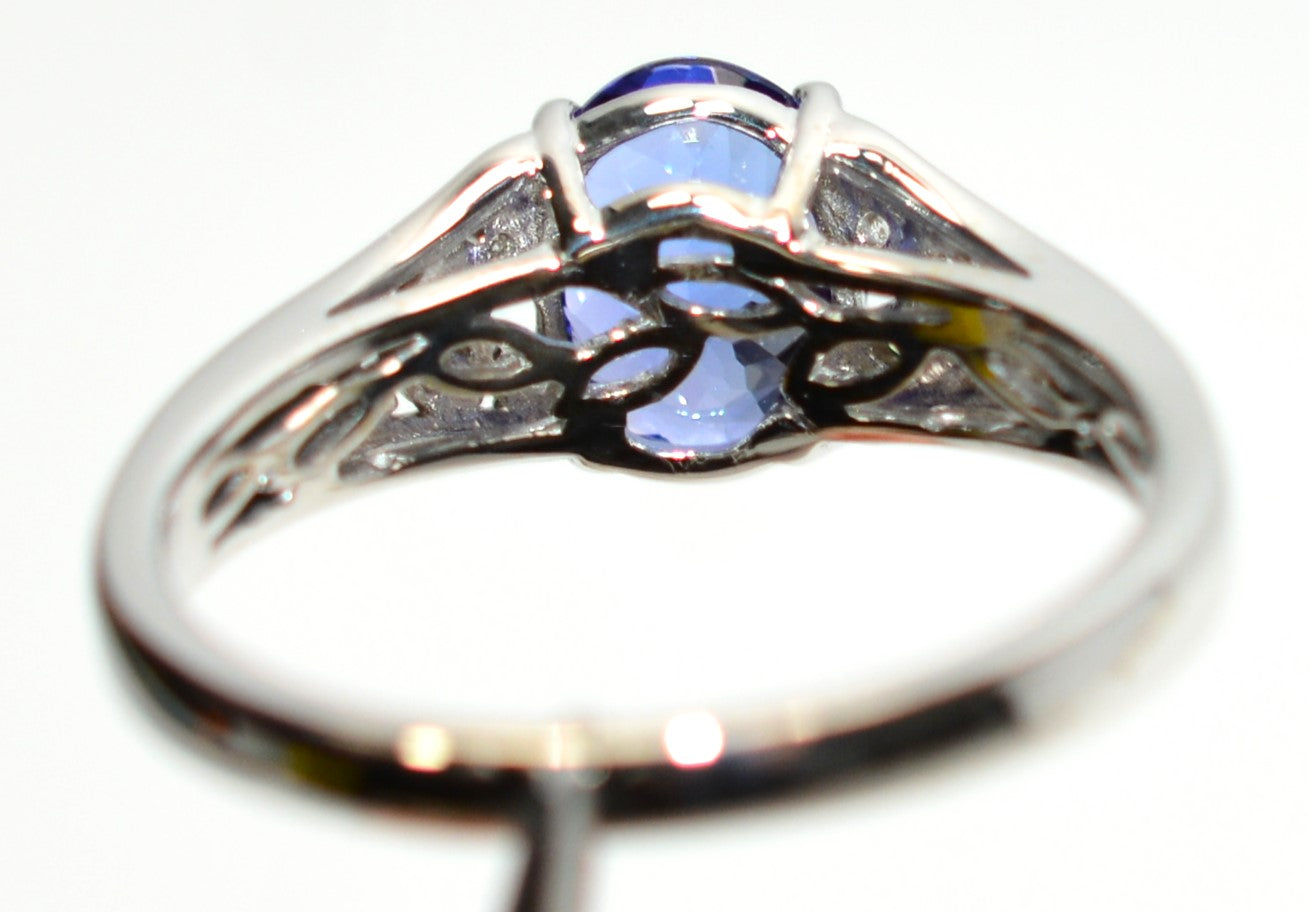 Certified Natural D'Block Tanzanite & Diamond Ring 18K White Gold 1.72tcw Engagement Ring Statement Ring Cocktail Ring Womens Ring Pave Ring