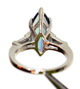 Certified Natural Tanzanite & Diamond Ring 14K White Gold 4.23tcw Marquise Gemstone Wedding Engagement Bridal December Birthstone Estate Jewellery