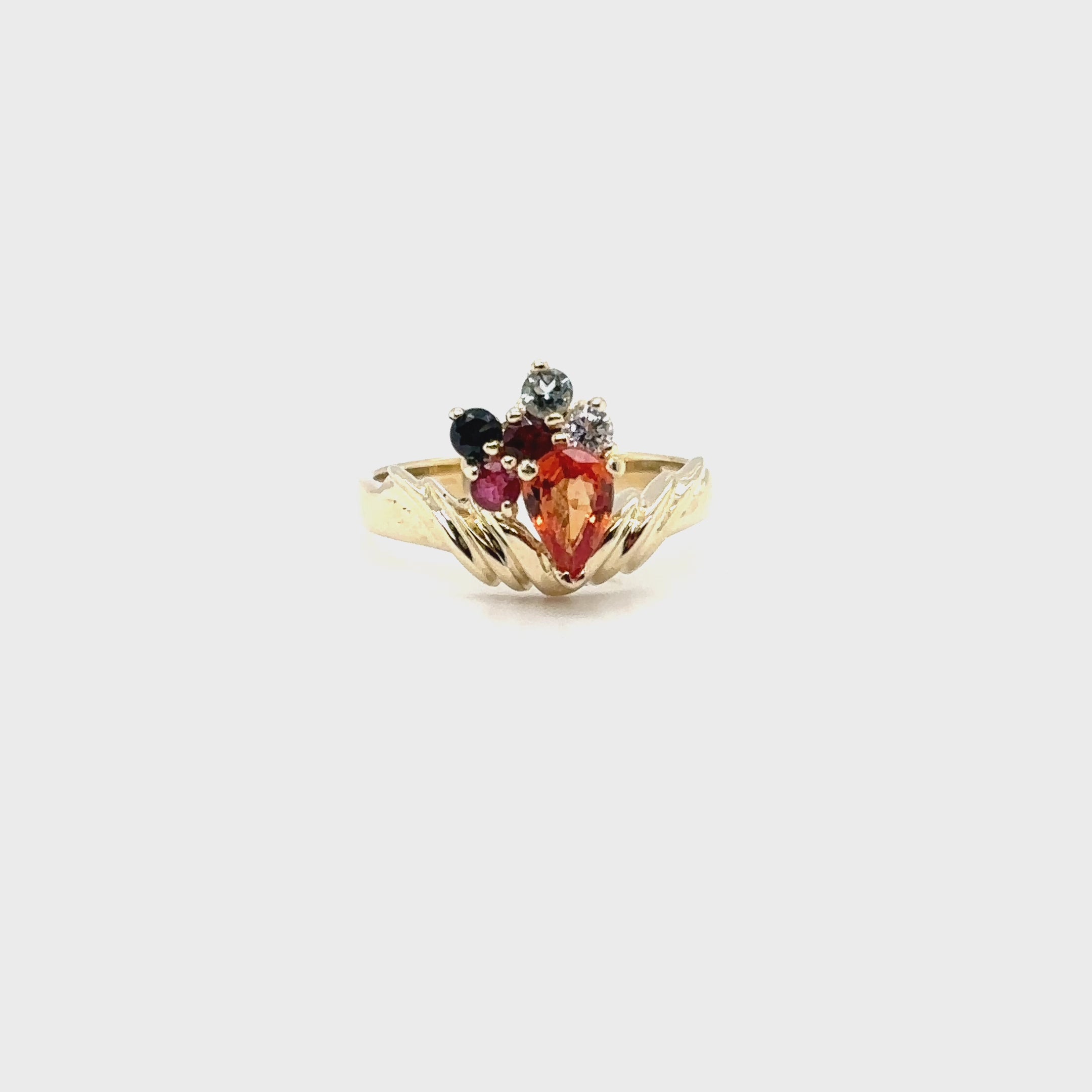 Natural Padparadscha Sapphire & Diamond Ring 10K Solid Gold .98tcw Multistone Ring Birthstone Estate Vintage Jewellery Colorful Gemstone Ring