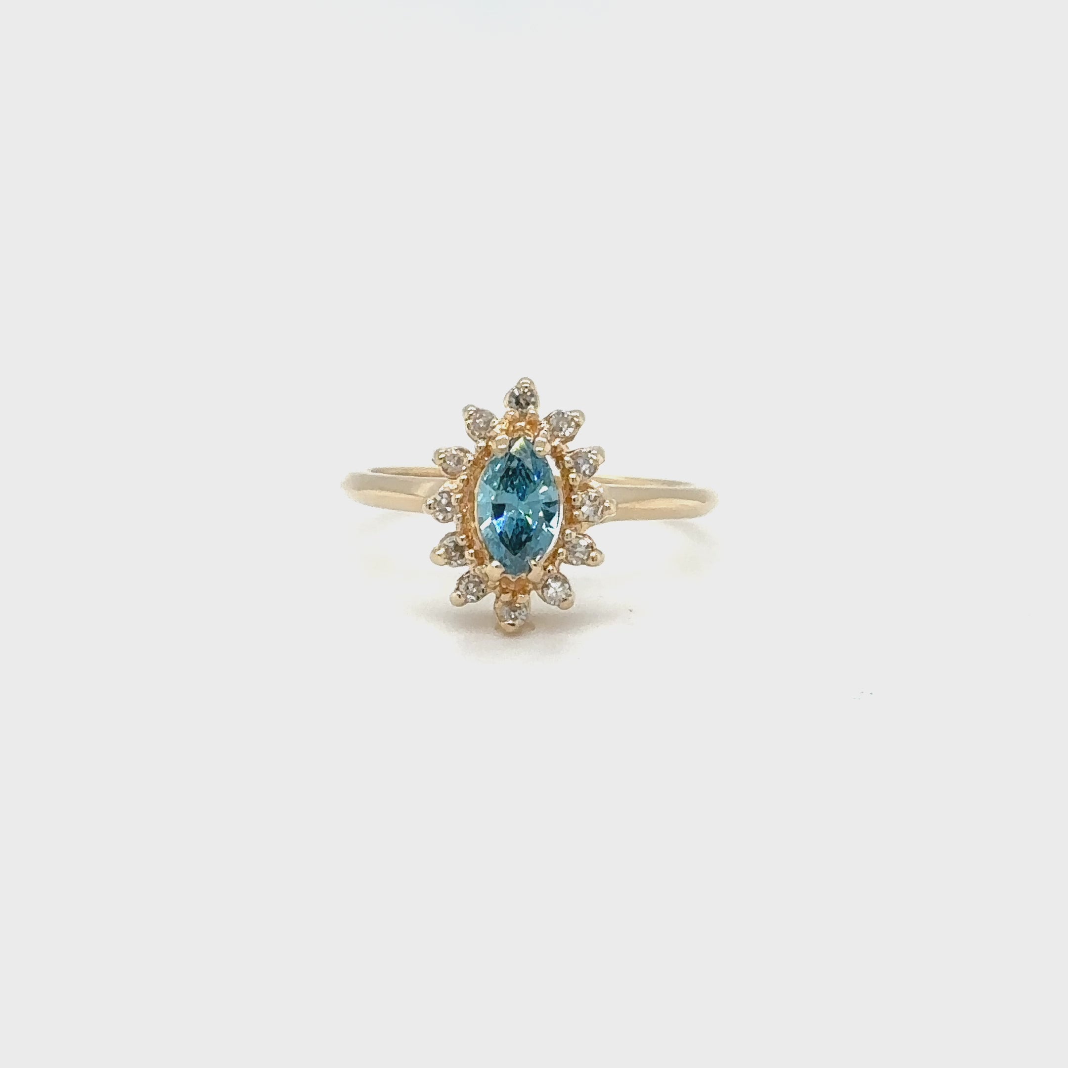 GIA Certified Natural Fancy Blue Diamond Ring 14K Solid Gold .52tcw Colored Diamond Fancy Gemstone Blue Engagement Bridal Wedding Jewelry