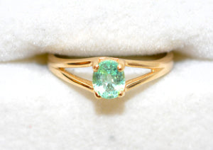 Natural Paraiba Tourmaline Ring 14K Gold .42ct Birthstone Solitaire Cocktail Ring Aqua Gemstone Engagement Ring Vintage Estate Jewellery