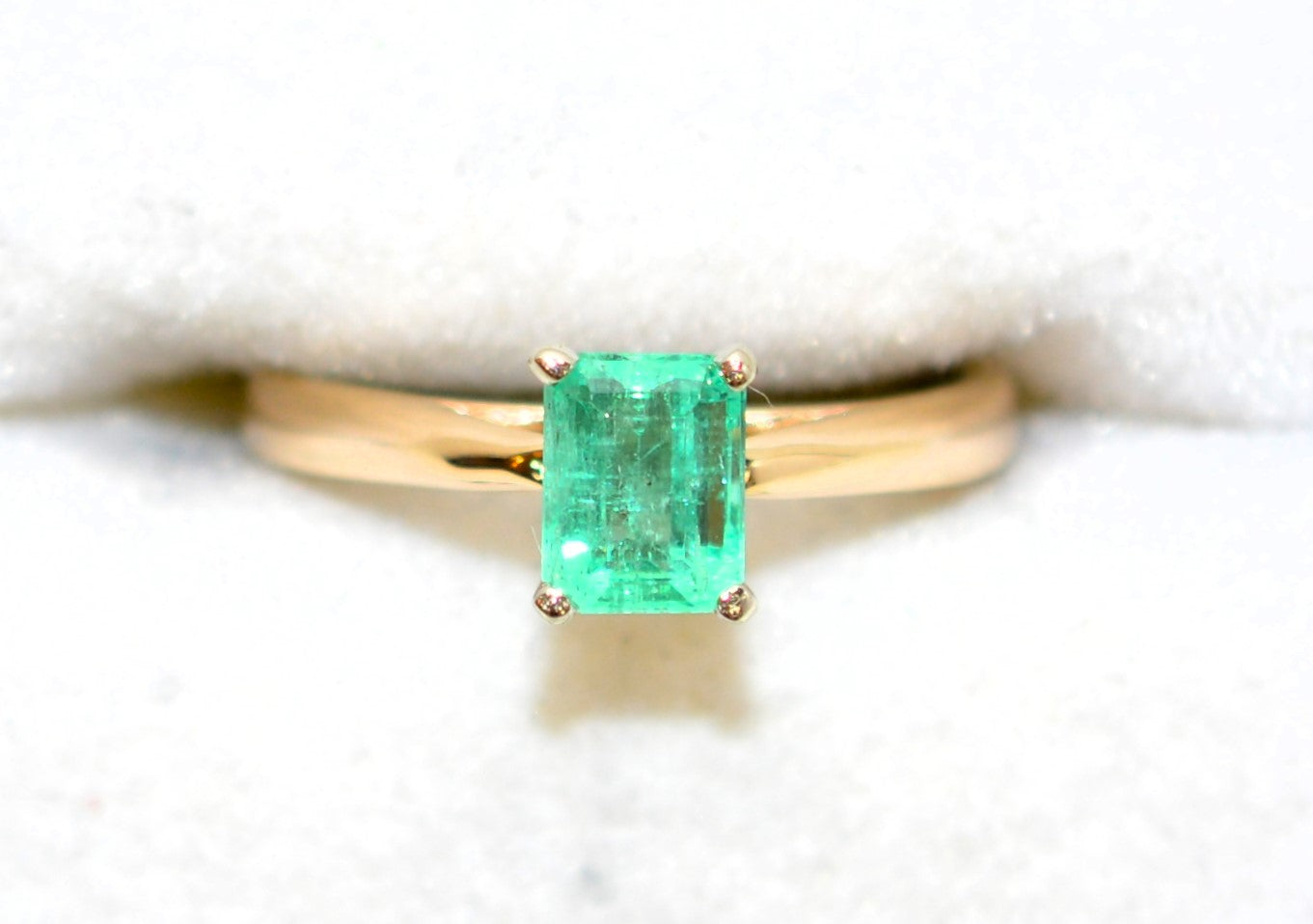 Natural Colombian Emerald Ring 14K Solid Gold .71ct Gemstone Ring Statement Ring Birthstone Ring Vintage Ring Women's Ring Estate