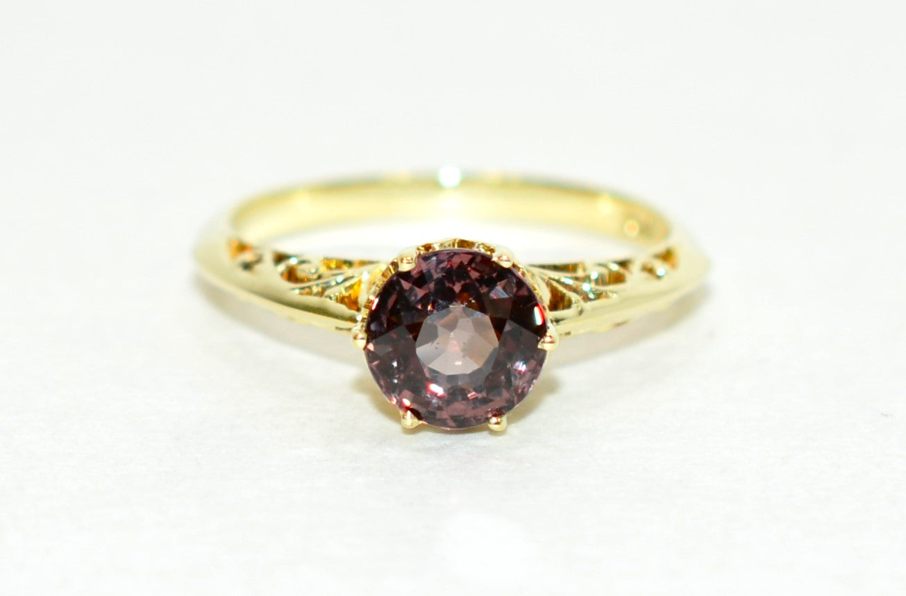 Natural Malaia Malaya Garnet Ring 14K Solid Gold 1.19ct Solitaire Ring Engagement Ring Gemstone Ring Womens Ring Estate Jewelry Vintage Fine