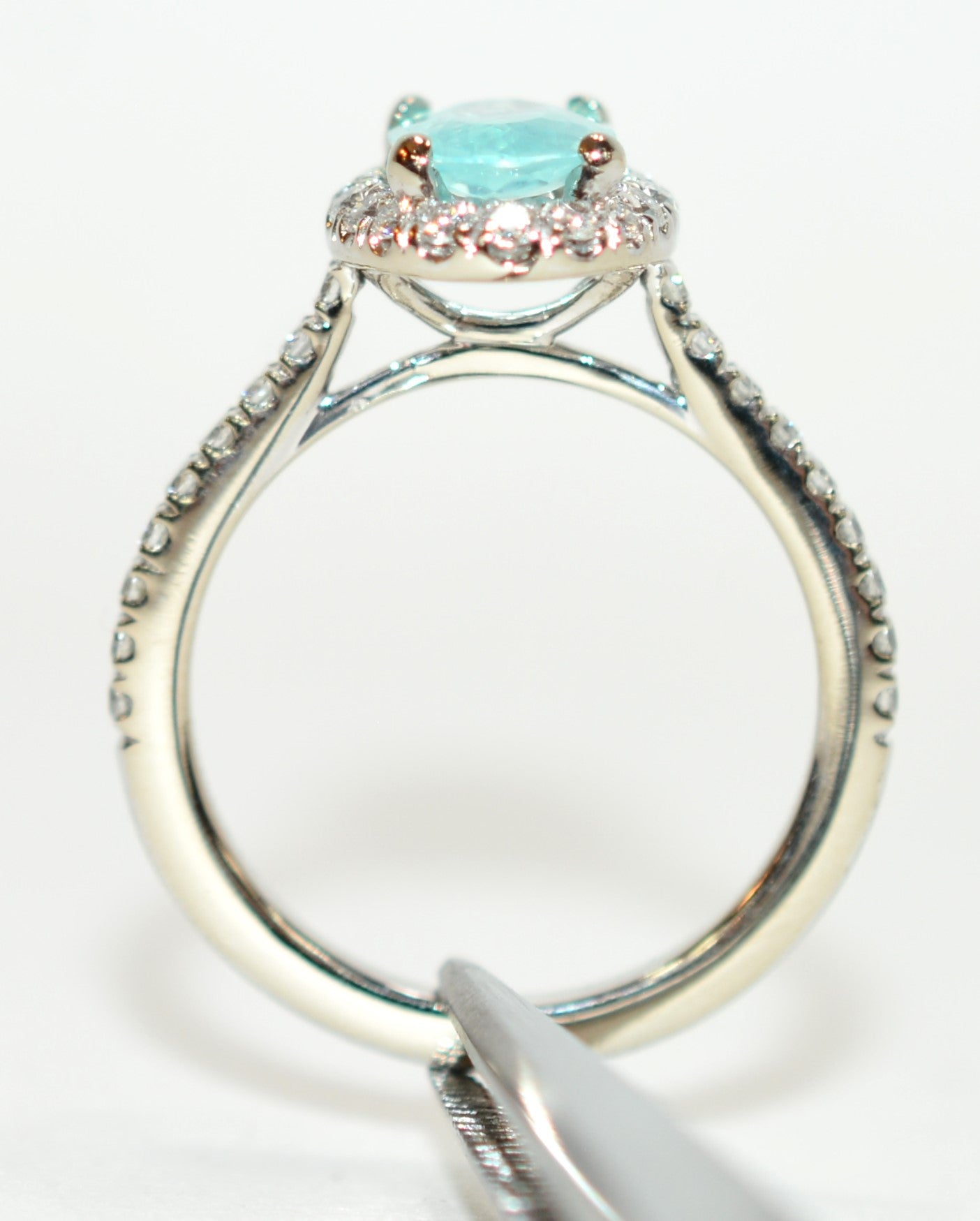 Gabriel Co. Certified Natural Paraiba Tourmaline & Diamond Ring 14K White Gold 1.09tcw Engagement Wedding Bridal Cocktail Statement Ring Gem