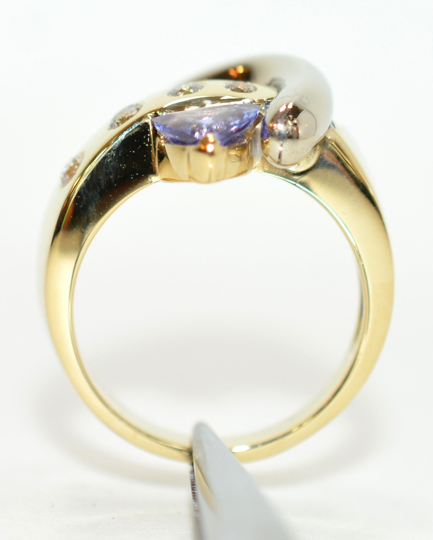 Natural Tanzanite & Diamond Ring 14K Solid Gold .76tcw Cocktail Ring Tanzanite Ring Statement Cocktail Birthstone Ring Estate Jewellery Gem