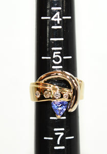 Natural Tanzanite & Diamond Ring 14K Solid Gold .76tcw Cocktail Ring Tanzanite Ring Statement Cocktail Birthstone Ring Estate Jewellery Gem