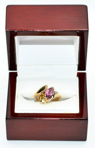 Certified Natural Padparadscha Sapphire & Diamond Ring 14K Yellow Gold 1.02tcw Statement