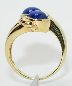 Natural Lapis Lazuli Ring 14K Solid Gold Gemstone Ring Vintage Blue Gem Jewel Birthstone Jewellery Statement Ring Cocktail Fancy Jewelry