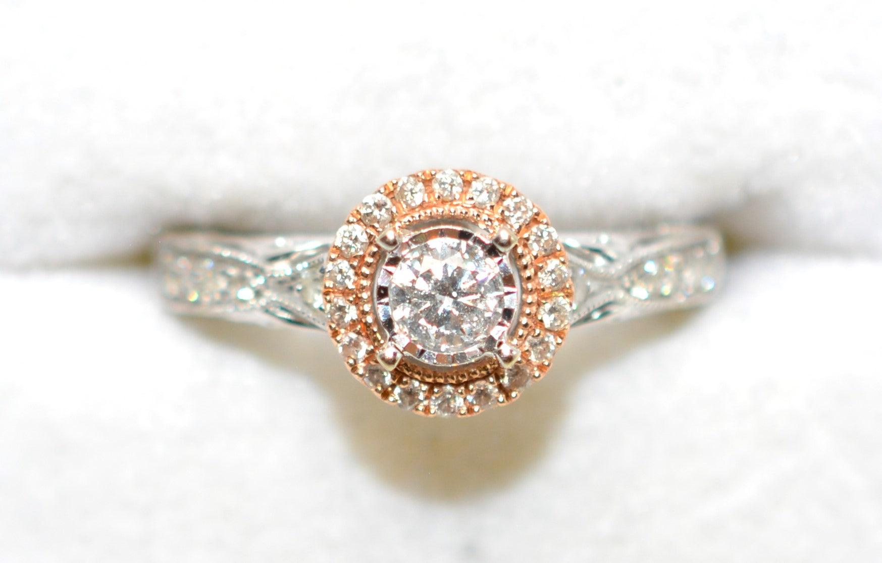 Simply Vera Vera Wang Natural Diamond Ring 14K White & Rose Gold .43tcw Engagement Ring Bridal Jewelry Fine Wedding Jewellery Designer