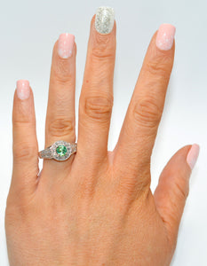 Natural Paraiba Tourmaline & Diamond Ring 14K .94tcw Engagement Ring Bridal Jewelry Green Gemstone May Birthstone Jewellery Cocktail Fancy