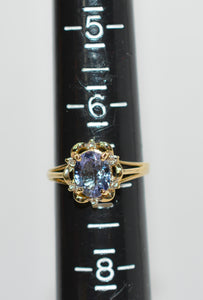 Natural Tanzanite & Diamond Ring 14K Solid Gold 1.62tcw Vintage Ring Gemstone Birthstone Purple Blue Peacock Jewellery Fine Jewelry Ladies