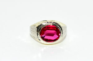 Ruby Ring 14K Solid Yellow & White Gold 3.85ct Gemstone Antique Vintage Cocktail Ring Two-Toned Filigree Hand Carved Estate Ring