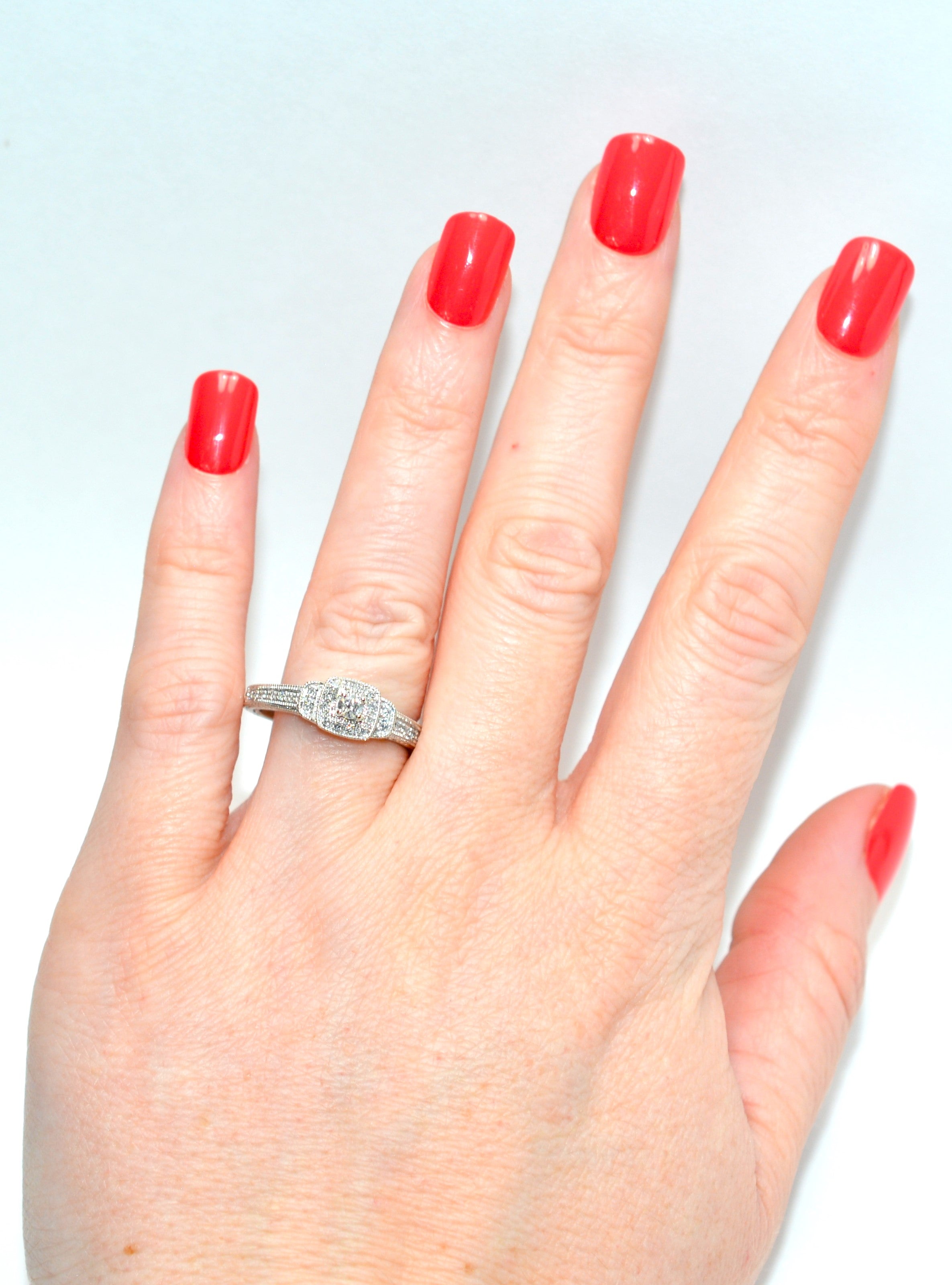 Natural Diamond Ring 10K White Gold .27tcw Engagement Ring Wedding Bridal Jewel