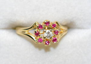 Natural Ruby & Diamond Ring 14K Solid Gold .33tcw Ruby Ring July Birthstone Ring Red Ring Gemstone Ring Engagement Ring Vintage Women's Ring