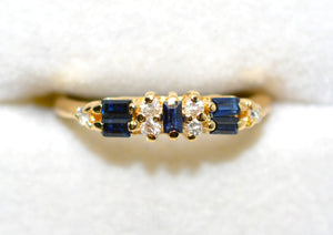 Natural Blue Sapphire & Diamond Ring 14K Solid Gold .64tcw Gemstone Ring Vintage Ring September Birthstone Ring Statement Ring Women's Ring