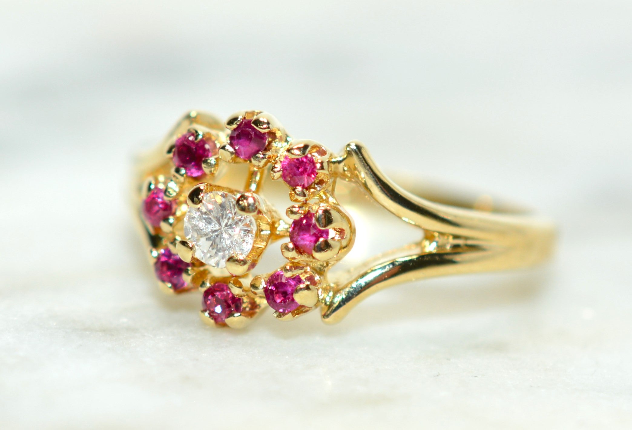 Natural Ruby & Diamond Ring 14K Solid Gold .33tcw Ruby Ring July Birthstone Ring Red Ring Gemstone Ring Engagement Ring Vintage Women's Ring