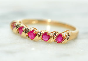 Natural Ruby Ring 14K Solid Gold .35tcw Ruby Band July Birthstone Red Gemstone Ring Engagement Ring Vintage Womens Ring Wedding Band Estate