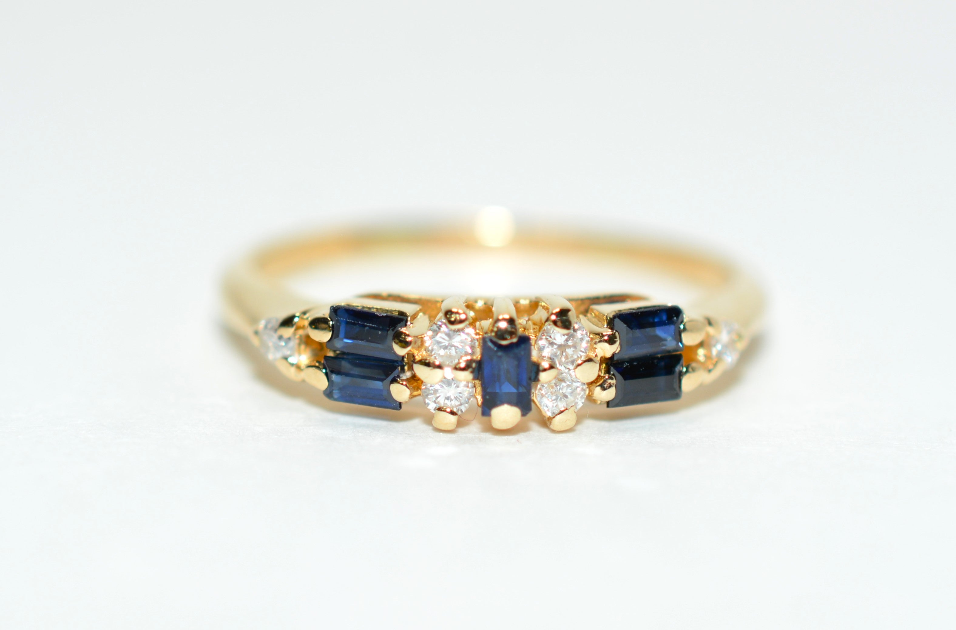 Natural Blue Sapphire & Diamond Ring 14K Solid Gold .64tcw Gemstone Ring Vintage Ring September Birthstone Ring Statement Ring Women's Ring