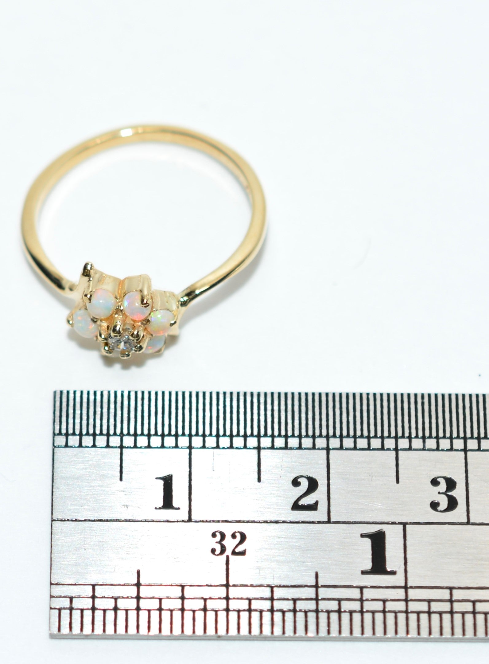 Natural Ethiopian Opal & Diamond Ring 10K Solid Gold .15tcw Gemstone Ring Opal Ring October Birthstone Ring Cocktail Ring Engagement Ring