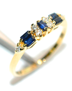 Natural Blue Sapphire & Diamond Ring 14K Solid Gold .64tcw Gemstone Ring Vintage Ring September Birthstone Ring Statement Ring Women's Ring