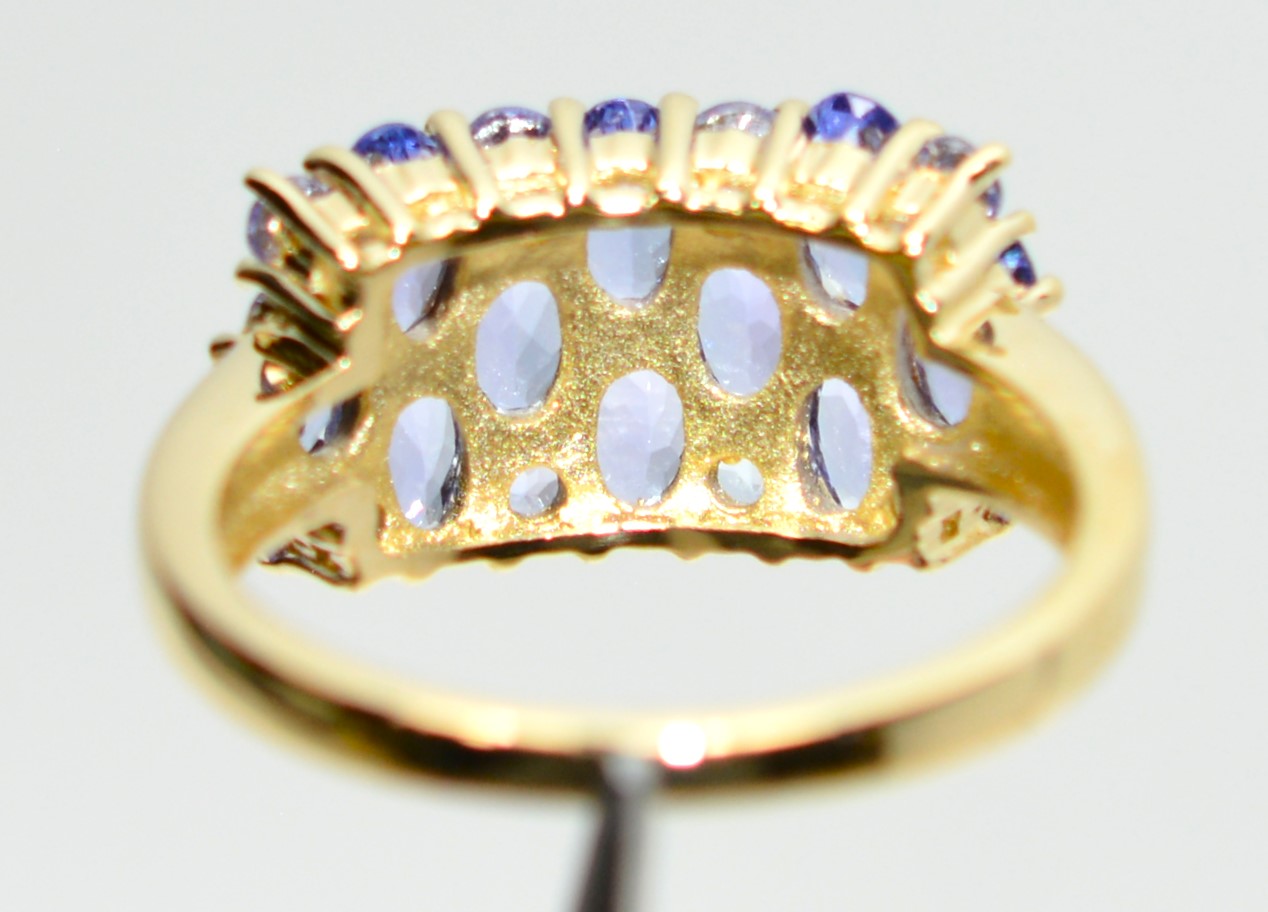 Natural Tanzanite Ring 14K Solid Gold 2.94tcw Cluster Ring Gemstone Ring Vintage