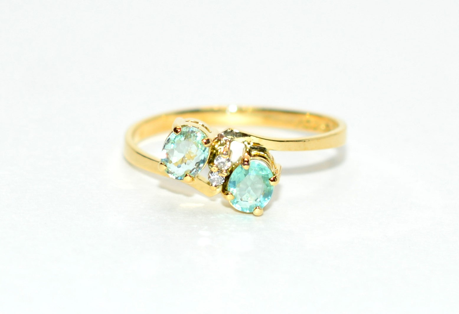 Natural Paraiba Tourmaline Ring 18K Solid Gold .56tcw Statement Gemstone Ladies Ring Women's Ring Blue Birthstone Vintage Estate Jewellery