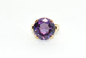 Natural Siberian Amethyst Ring 14K Solid Gold 8.43ct Gemstone Ring Birthstone Ring Solitaire Statement Ring Purple Ring Estate Cocktail Ring