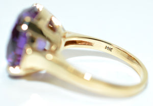 Natural Siberian Amethyst Ring 14K Solid Gold 8.43ct Gemstone Ring Birthstone Ring Solitaire Statement Ring Purple Ring Estate Cocktail Ring