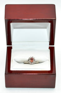 Natural Padparadscha Sapphire & Diamond Ring Platinum .80tcw Engagement Wedding Bridal Jewelry Statement Cocktail Fancy Jewellery Gemtone
