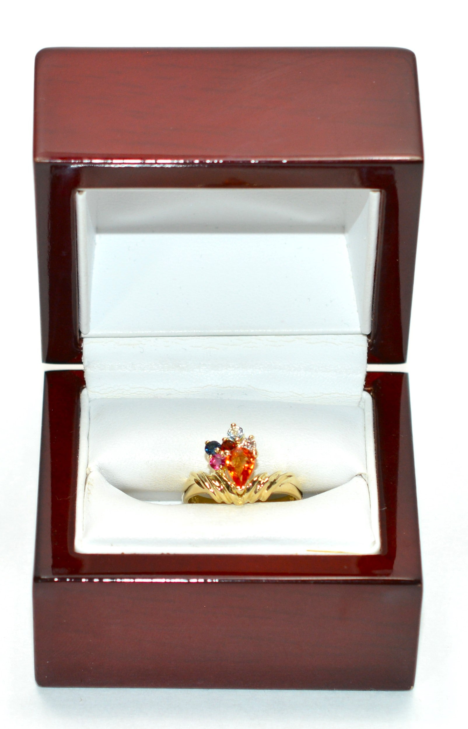 RESERVED for JOHN layaway pymt 2 of 6 Natural Padparadscha Sapphire & Diamond Ring 10K Solid Gold .98tcw Multistone Ring