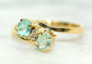 Natural Paraiba Tourmaline Ring 18K Solid Gold .56tcw Statement Gemstone Ladies Ring Women's Ring Blue Birthstone Vintage Estate Jewellery