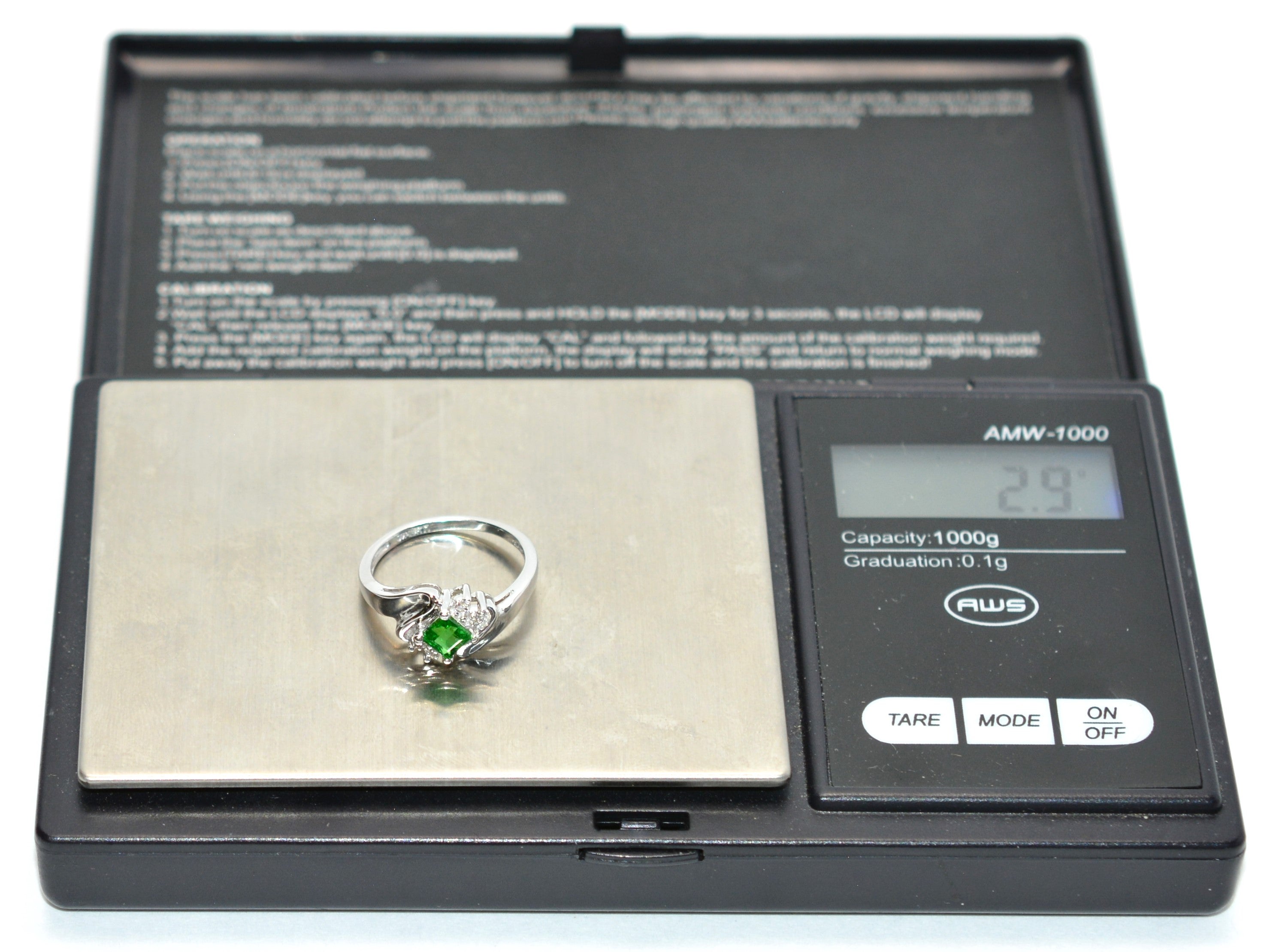 Natural Tsavorite Garnet & Diamond Ring 14K White Gold .57tcw Gemstone Ring Engagement Ring Women's Ring Wedding Ring Bridal Jewelry Green