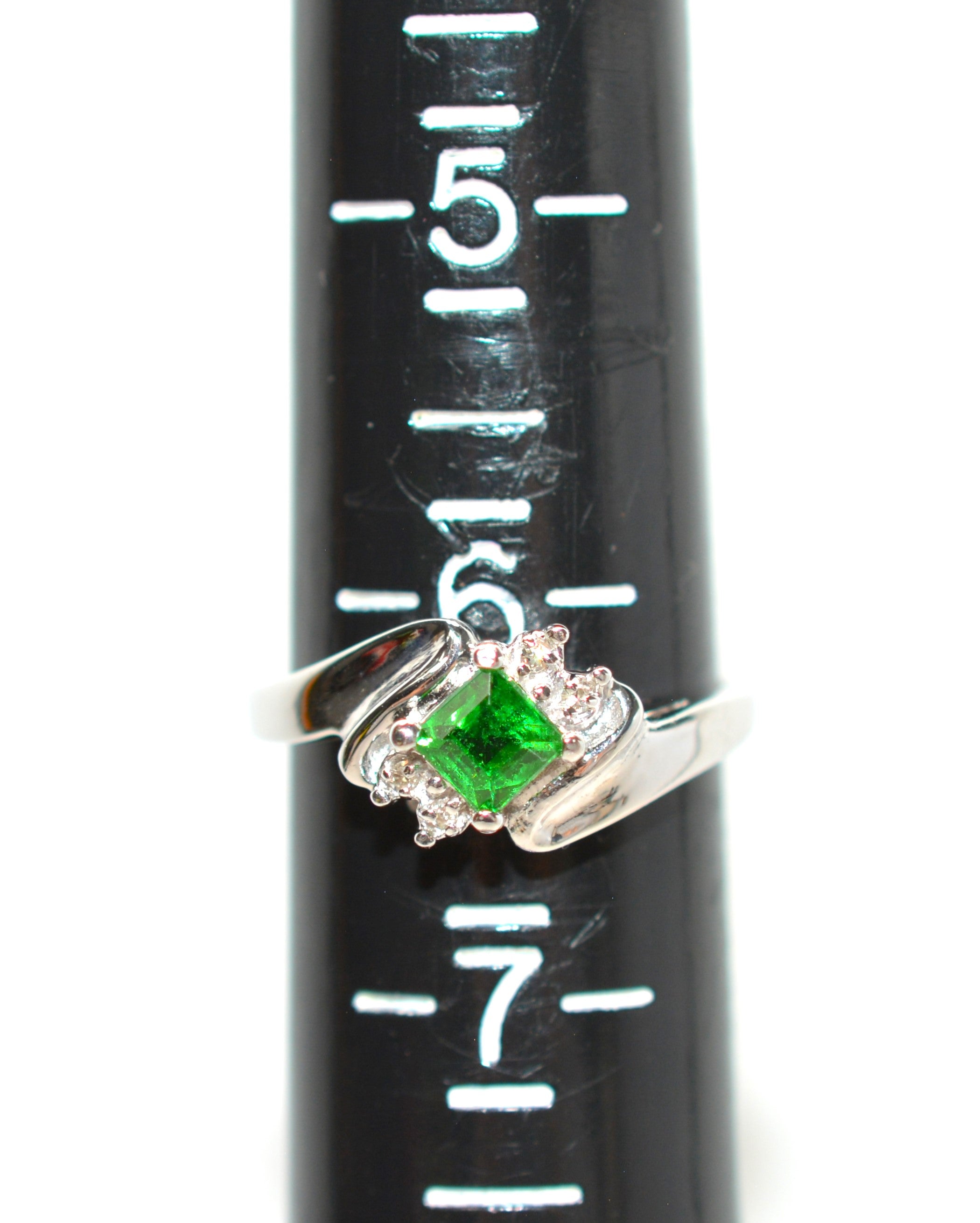 Natural Tsavorite Garnet & Diamond Ring 14K White Gold .57tcw Gemstone Ring Engagement Ring Women's Ring Wedding Ring Bridal Jewelry Green