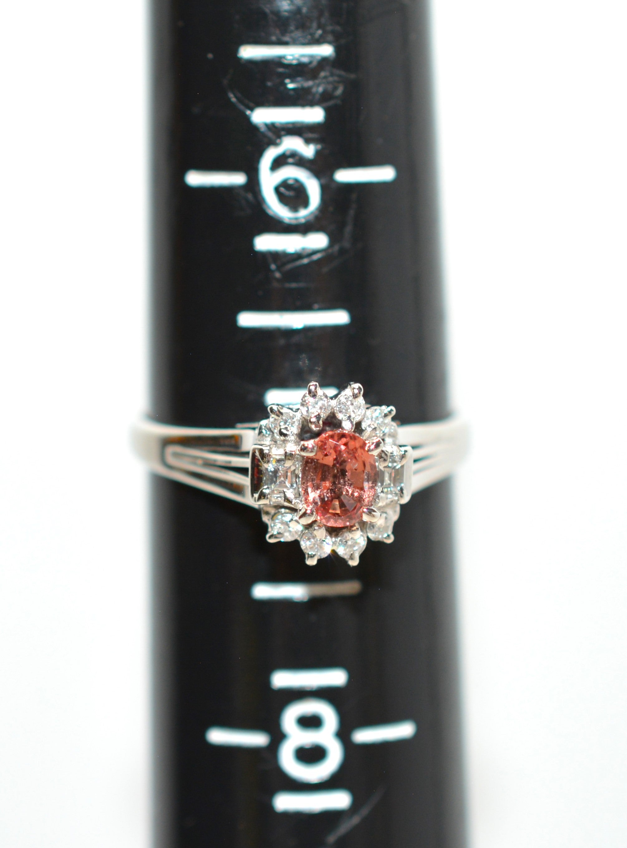 Natural Padparadscha Sapphire & Diamond Ring Platinum .80tcw Engagement Wedding Bridal Jewelry Statement Cocktail Fancy Jewellery Gemtone