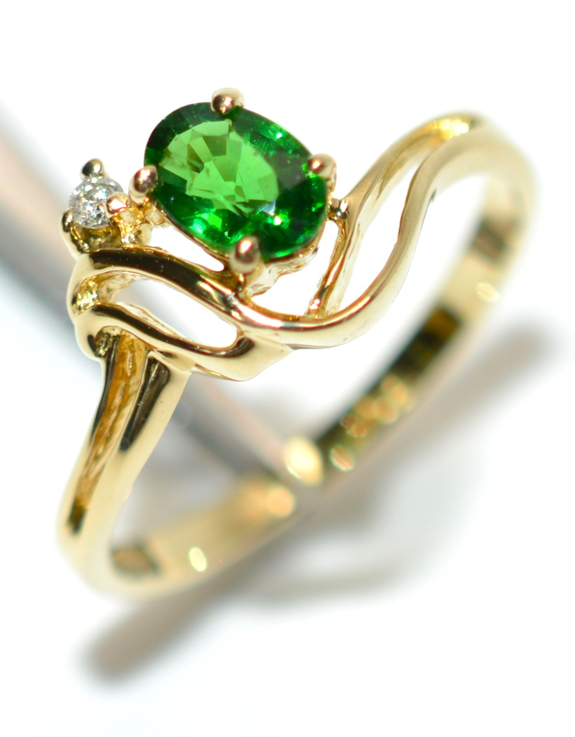 Natural Tsavorite Garnet & Diamond Ring 14K Solid Gold .49tcw Gemstone Ring Engagement Ring Women's Ring Wedding Ring Bridal Jewelry Green