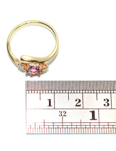 Natural Padparadscha Sapphire & Diamond Ring 14K Solid Gold .52tcw Gemstone Ring Women's Ring Fine Jewelry Statement Ring Birthstone Ring