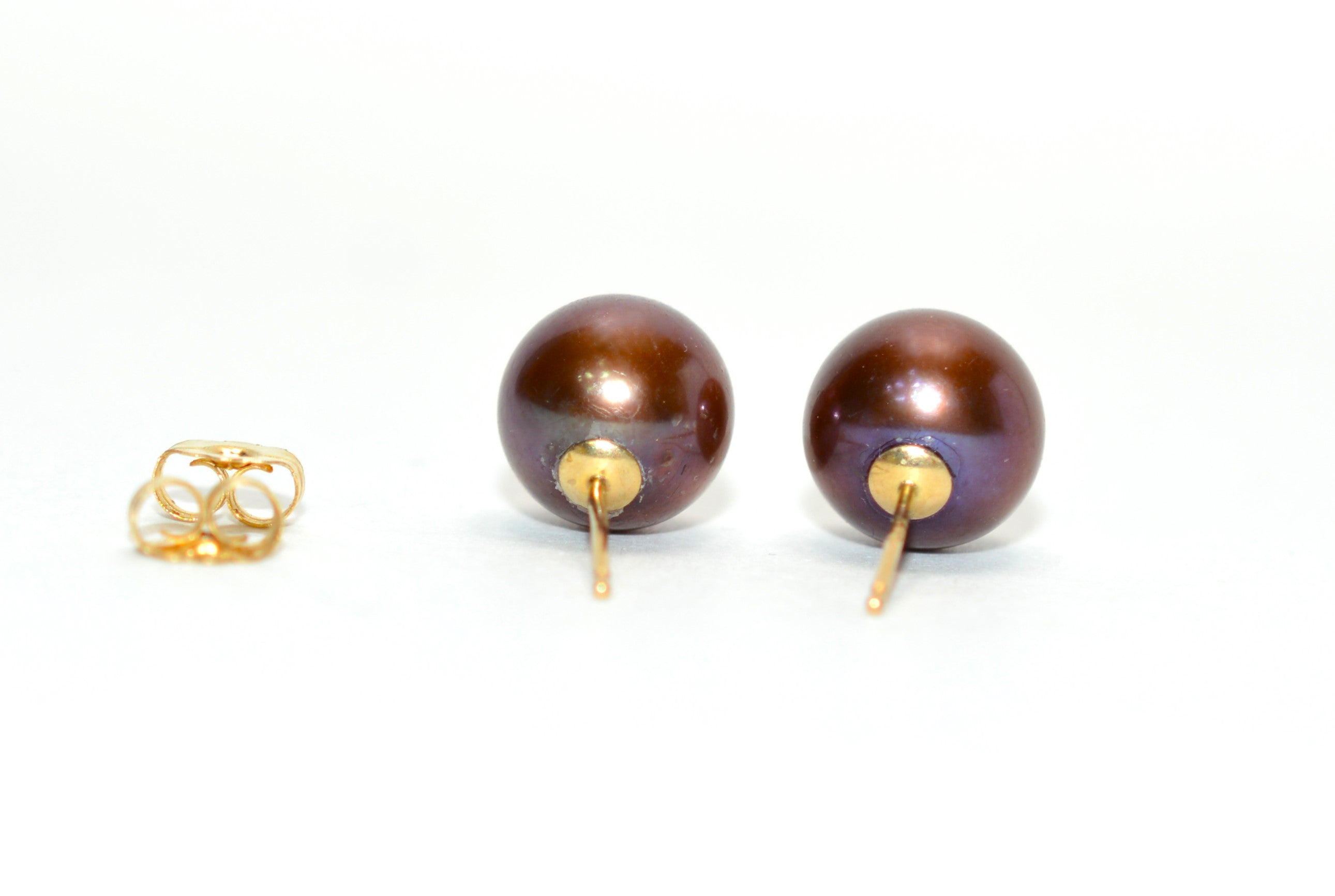 Natural Chocolate Tahitian Pearl Earrings 14K Solid Gold Earrings Stud Earrings Solitaire Earrings Statement Earrings Vintage Earrings Estate