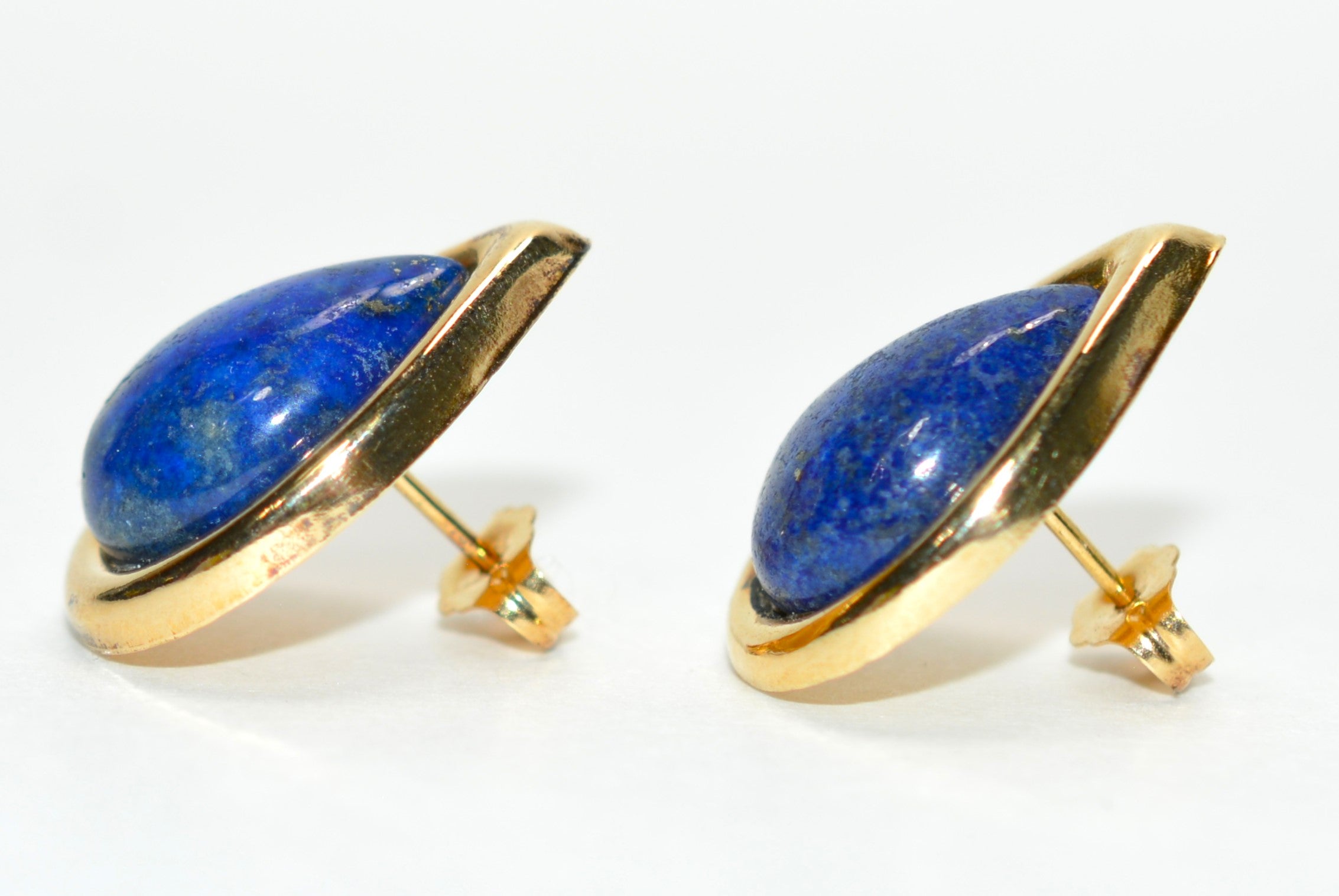 Natural Lapis Lazuli Earrings 14K Solid Gold Earrings Statement Earrings Vintage Earrings Stud Earrings Stud Earrings Fine Estate Jewellery