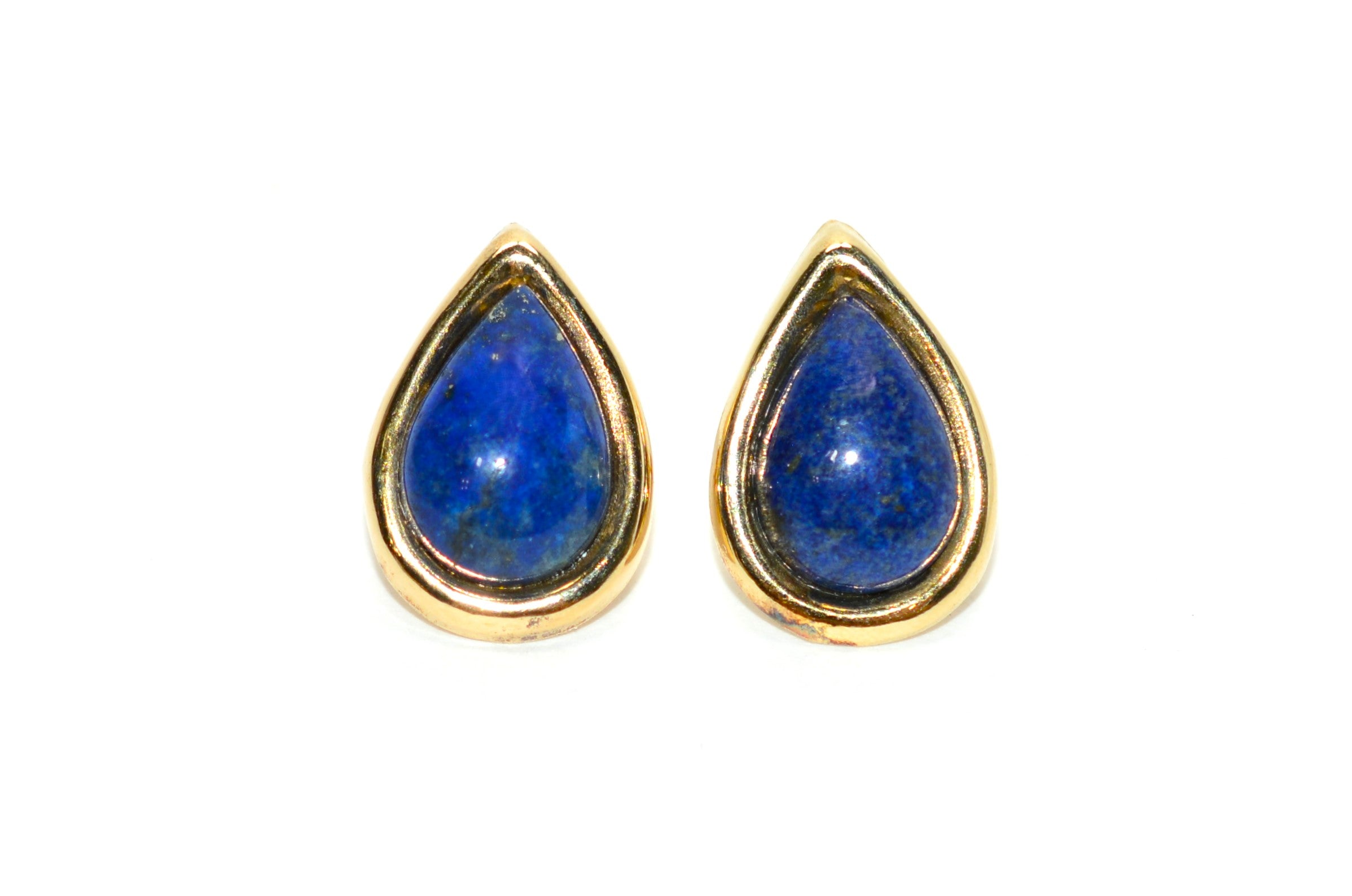 Natural Lapis Lazuli Earrings 14K Solid Gold Earrings Statement Earrings Vintage Earrings Stud Earrings Stud Earrings Fine Estate Jewellery