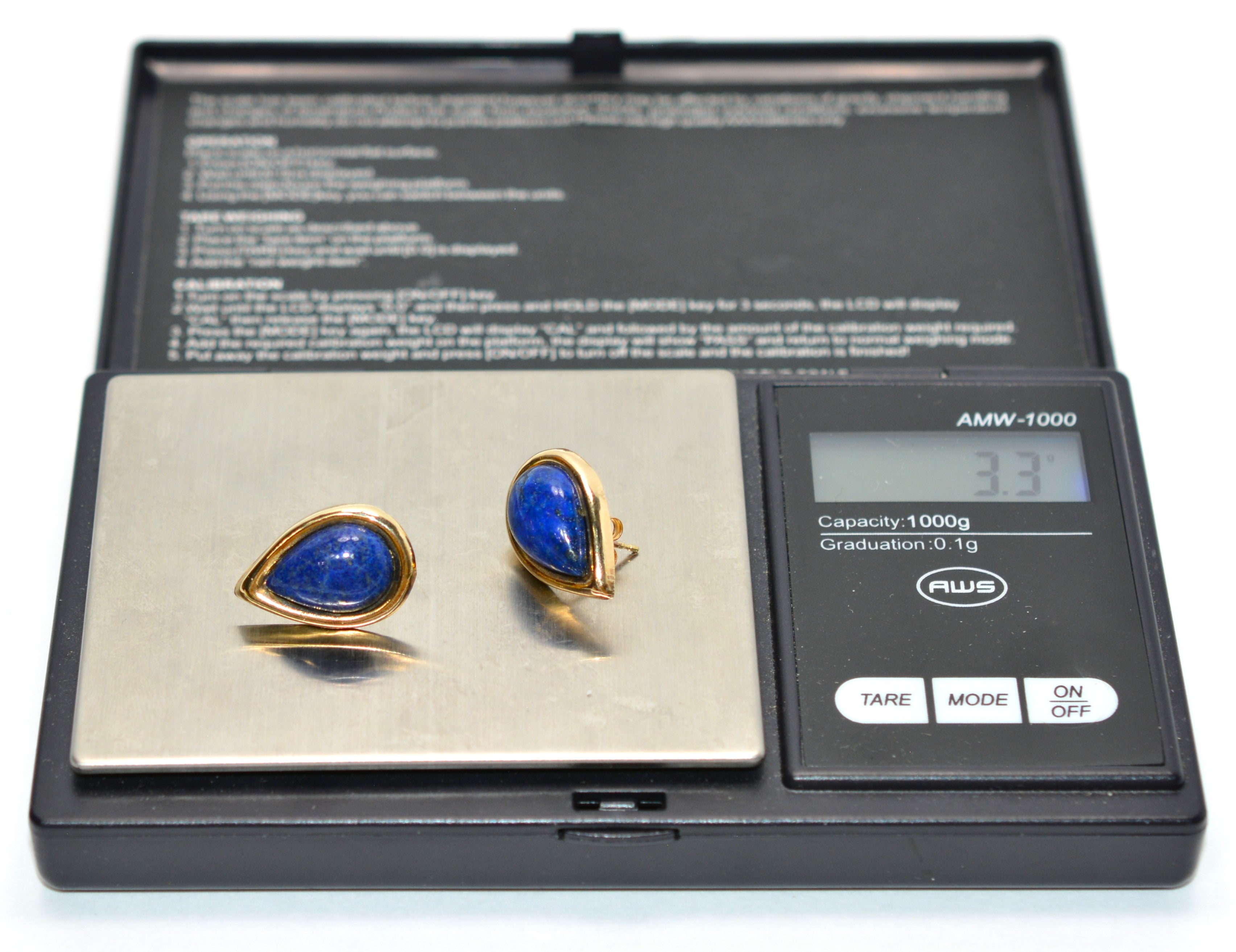 Natural Lapis Lazuli Earrings 14K Solid Gold Earrings Statement Earrings Vintage Earrings Stud Earrings Stud Earrings Fine Estate Jewellery