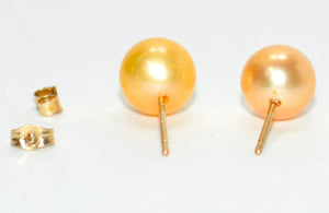 Natural South Sea Pearl Earrings 14K Solid Gold Earrings Solitaire Stud Earrings Gold Pearl Statement Earrings Vintage Earrings Estate