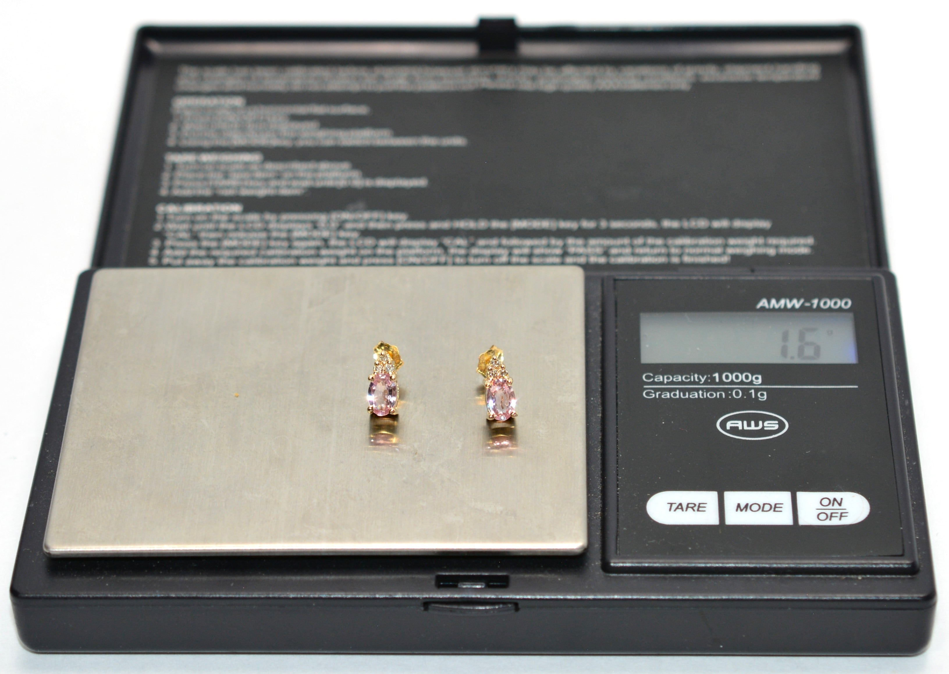 Natural Padparadscha Sapphire & Diamond Earrings 14K Gold 1.02tcw Stud Earrings Pink Sapphire Earrings September Birthstone Earrings Ceylon