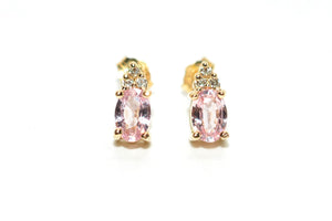 Natural Padparadscha Sapphire & Diamond Earrings 14K Gold 1.02tcw Stud Earrings Pink Sapphire Earrings September Birthstone Earrings Ceylon