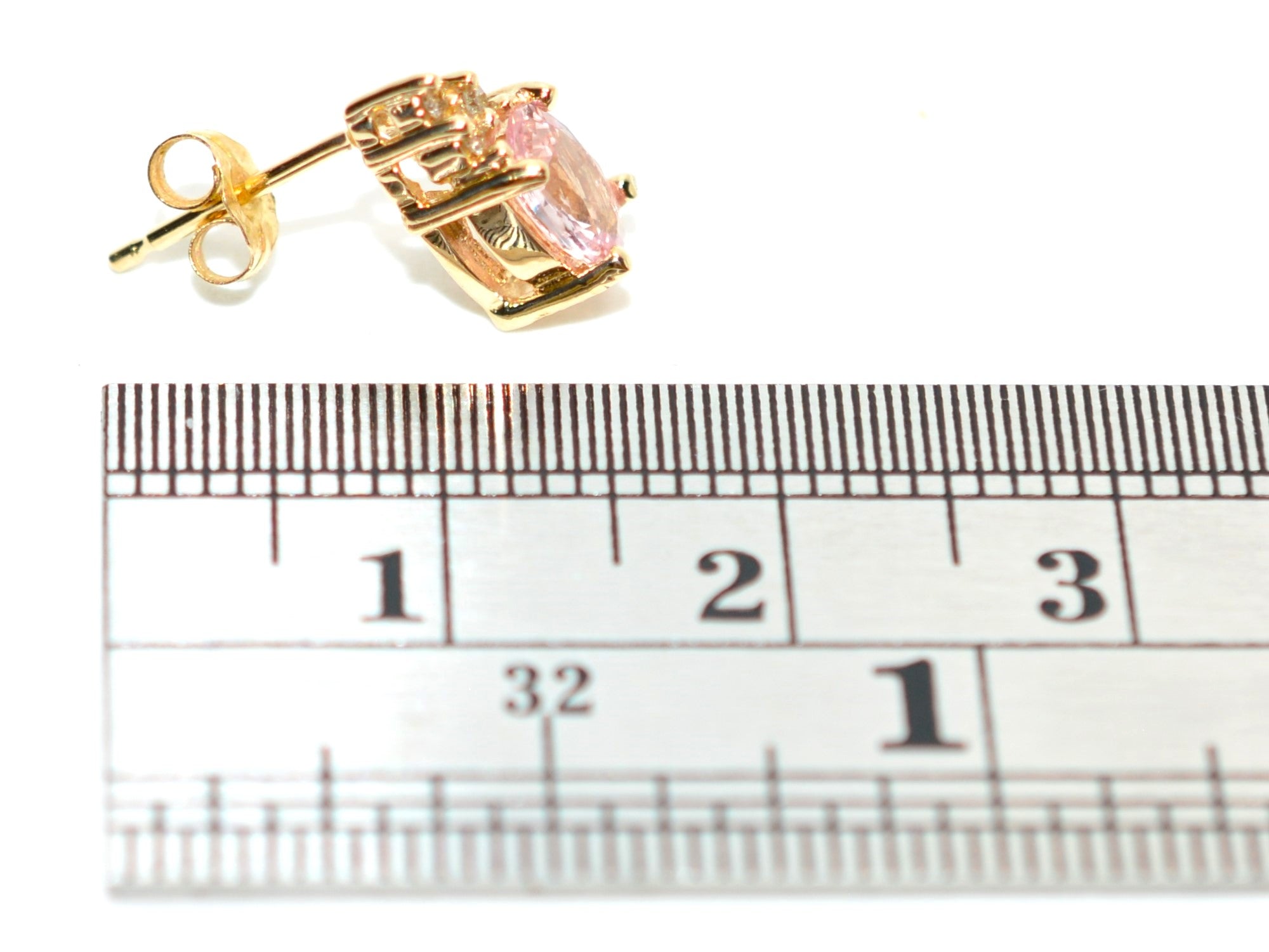 Natural Padparadscha Sapphire & Diamond Earrings 14K Gold 1.02tcw Stud Earrings Pink Sapphire Earrings September Birthstone Earrings Ceylon