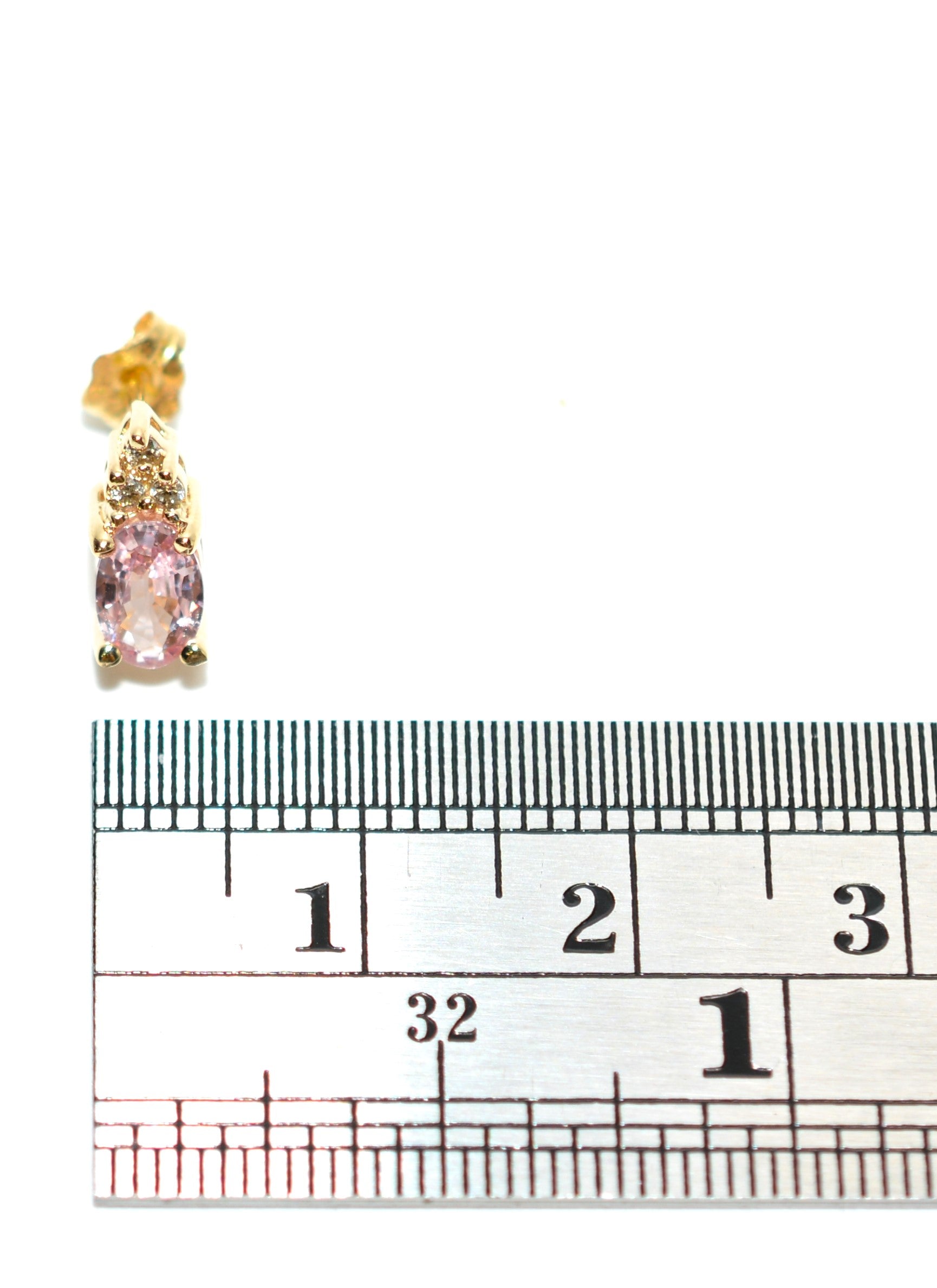 Natural Padparadscha Sapphire & Diamond Earrings 14K Gold 1.02tcw Stud Earrings Pink Sapphire Earrings September Birthstone Earrings Ceylon