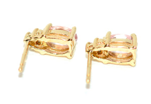 Natural Padparadscha Sapphire & Diamond Earrings 14K Gold 1.02tcw Stud Earrings Pink Sapphire Earrings September Birthstone Earrings Ceylon