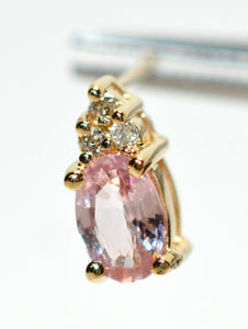 Natural Padparadscha Sapphire & Diamond Earrings 14K Gold 1.02tcw Stud Earrings Pink Sapphire Earrings September Birthstone Earrings Ceylon