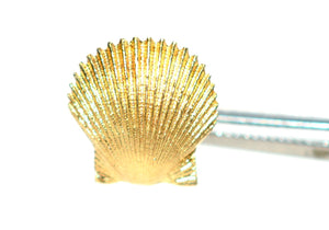 14K Solid Gold Earrings Seashell Earrings Stud Earrings Beach Nautical Coastal Jewelry Mermaid Earrings Statement Earrings Vintage Estate